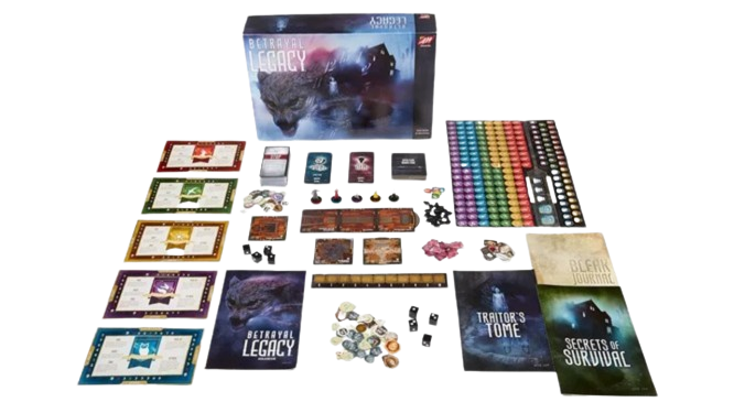 betrayal_7-removebg-preview betrayal legacy board game with game contents laid out