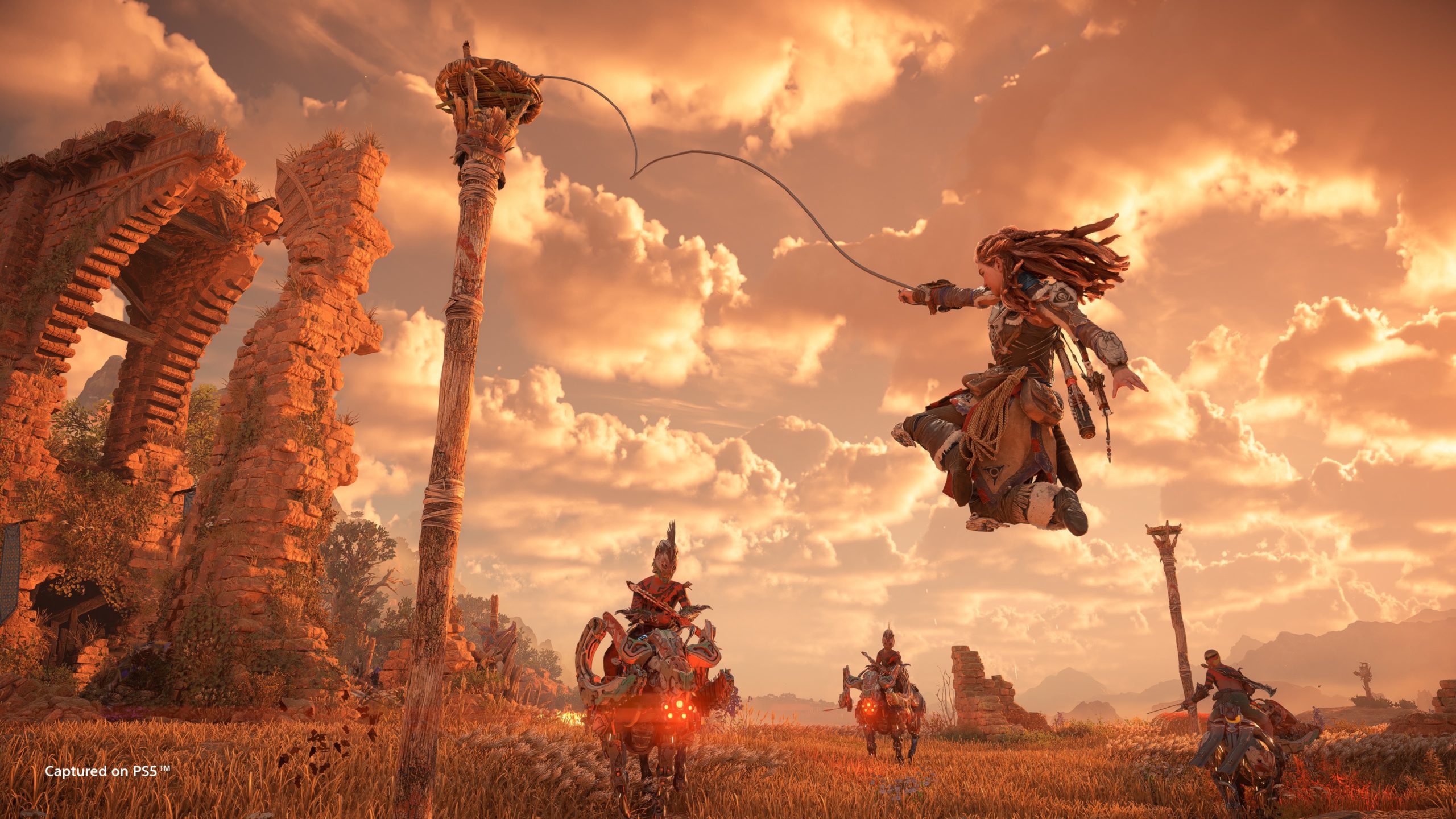 horizon forbidden west pullcaster horizon forbidden west aloy leaping over enemies using pullcaster