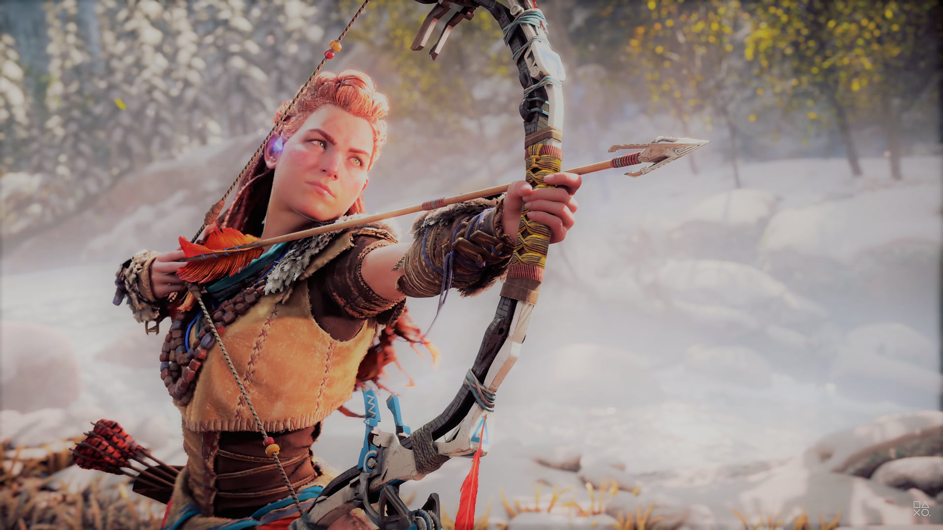 aloy with bow horizon zero dawn aloy aiming bow